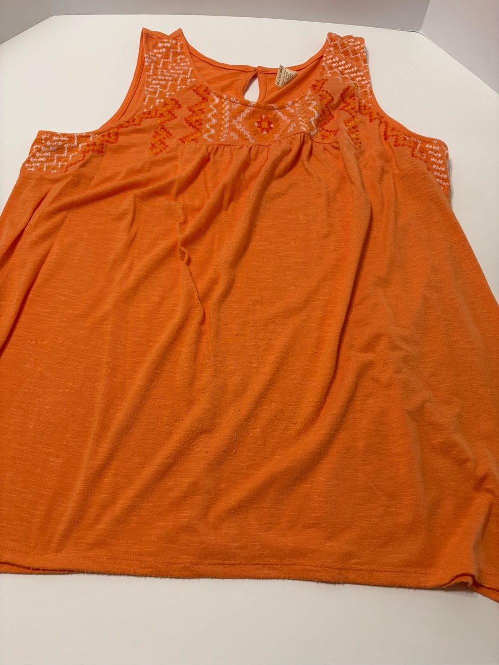 Faded Glory size 2X Orange Embroidered Sleeveless Tank